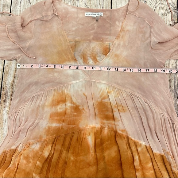 Young Fabulous & Broke Rosa Dress XS Pink Orange Tie Dye Boho Festival Sheer - Picture 5 of 6